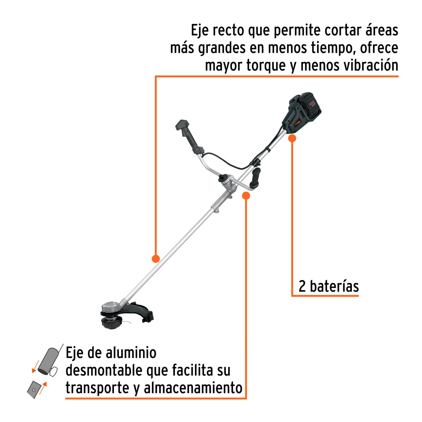 Desbrozadora Inalámbrica TRUPER MAX 40V Brushless MAX-40D - Corte Profesional de Césped y Maleza sin Cables ni Mantenimiento - Motor Sin Carbones 13 Pulgadas Diámetro - Solución Completa para Jardines Residenciales