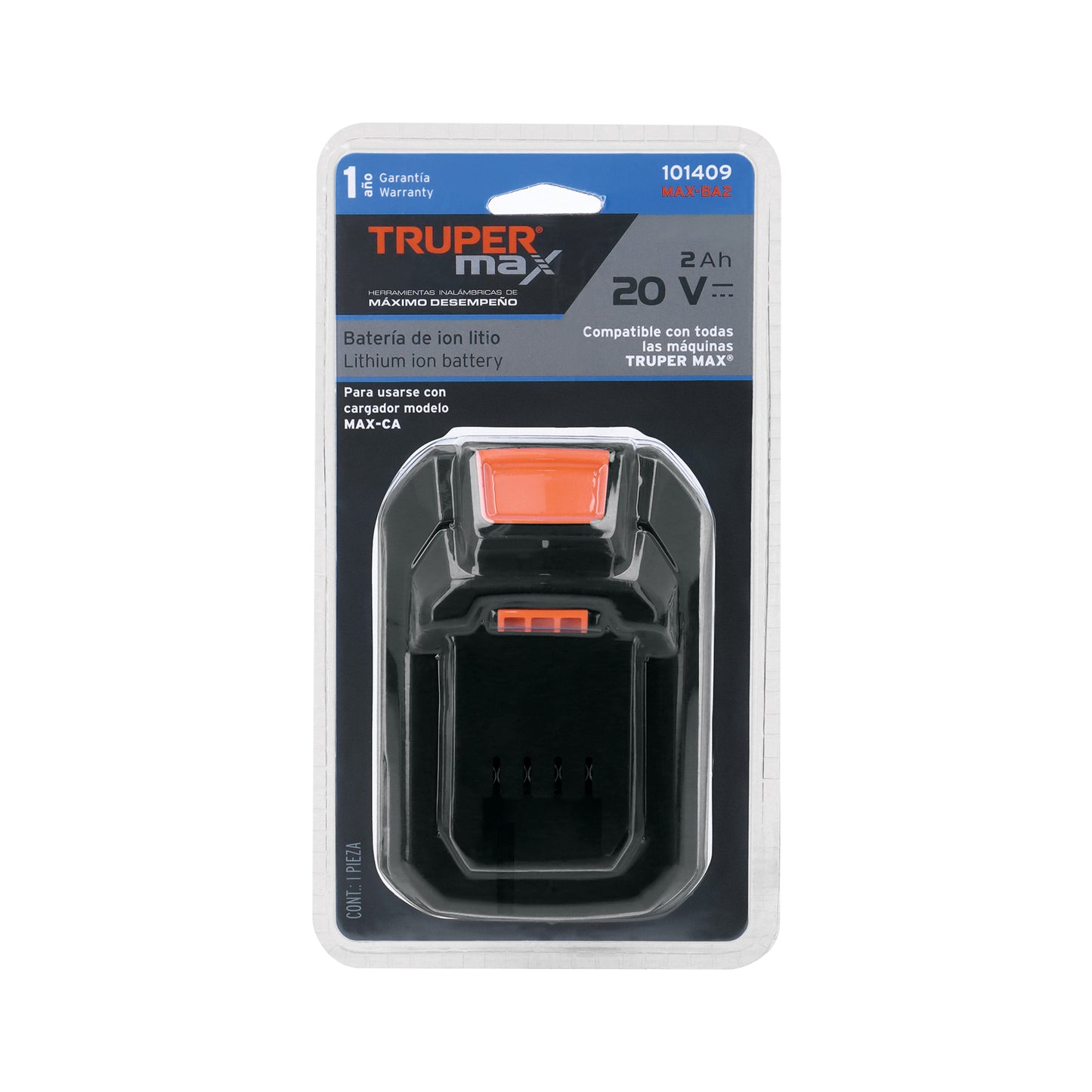 Batería Ion Litio TRUPER MAX 20V 2Ah - Solución Energía Portátil Herramientas Inalámbricas con Triple Protección