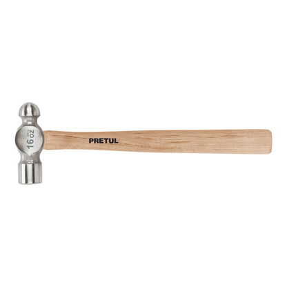 Martillo de Bola 16 oz Pretul MB-16P - Acero al Carbono con Mango de Madera - Herramienta Profesional para Trabajos de Precisión y Acabados