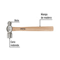 Martillo de Bola 32 oz Pretul MB-32P - Cabeza Acero Carbono Mango Madera - Herramienta Profesional Construcción Carpintería