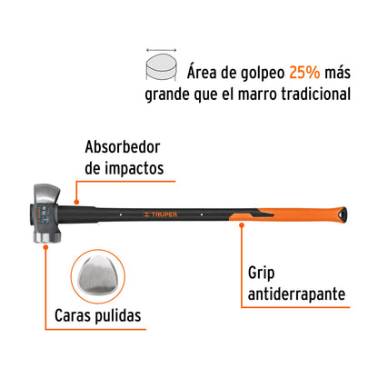 Marro Demoledor 10 lb Truper MD-10FX - Mango Fibra Vidrio 36" - Solución Profesional para Demolición y Trabajos Pesados