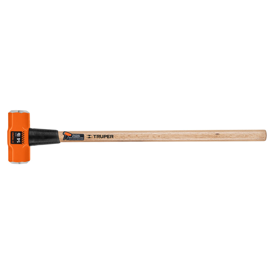 Marro Octagonal 14 lb Truper MD-14M - Herramienta Profesional para Demolición y Golpeo Pesado con Mango de Madera 36 Pulgadas
