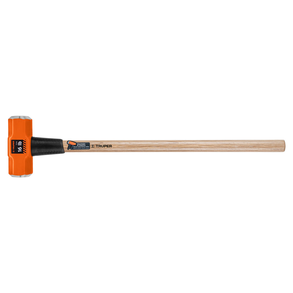 Marro Octagonal 16 lb Truper MD-16M - Herramienta Profesional para Demolición y Golpeo Pesado con Mango de Madera 36 Pulgadas
