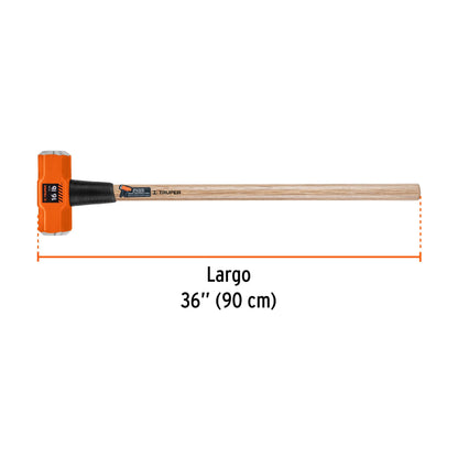 Marro Octagonal 16 lb Truper MD-16M - Herramienta Profesional para Demolición y Golpeo Pesado con Mango de Madera 36 Pulgadas