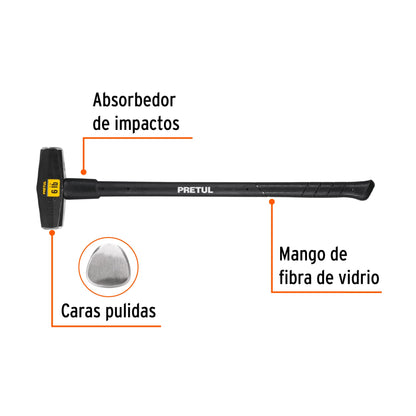 Marro Nevada 6 lbs Mango Fibra Vidrio 36 Pulgadas - Herramienta Demolición Profesional Pretul MD-6MP