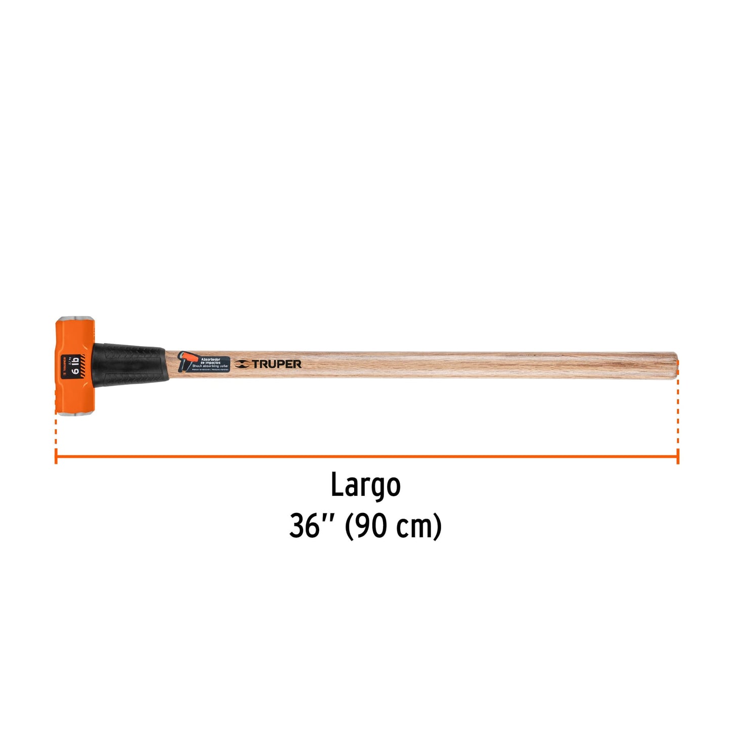 Marro Octagonal 6 lb Truper MD-6M - Herramienta Profesional para Demolición y Golpeo Pesado con Mango 36 Pulgadas