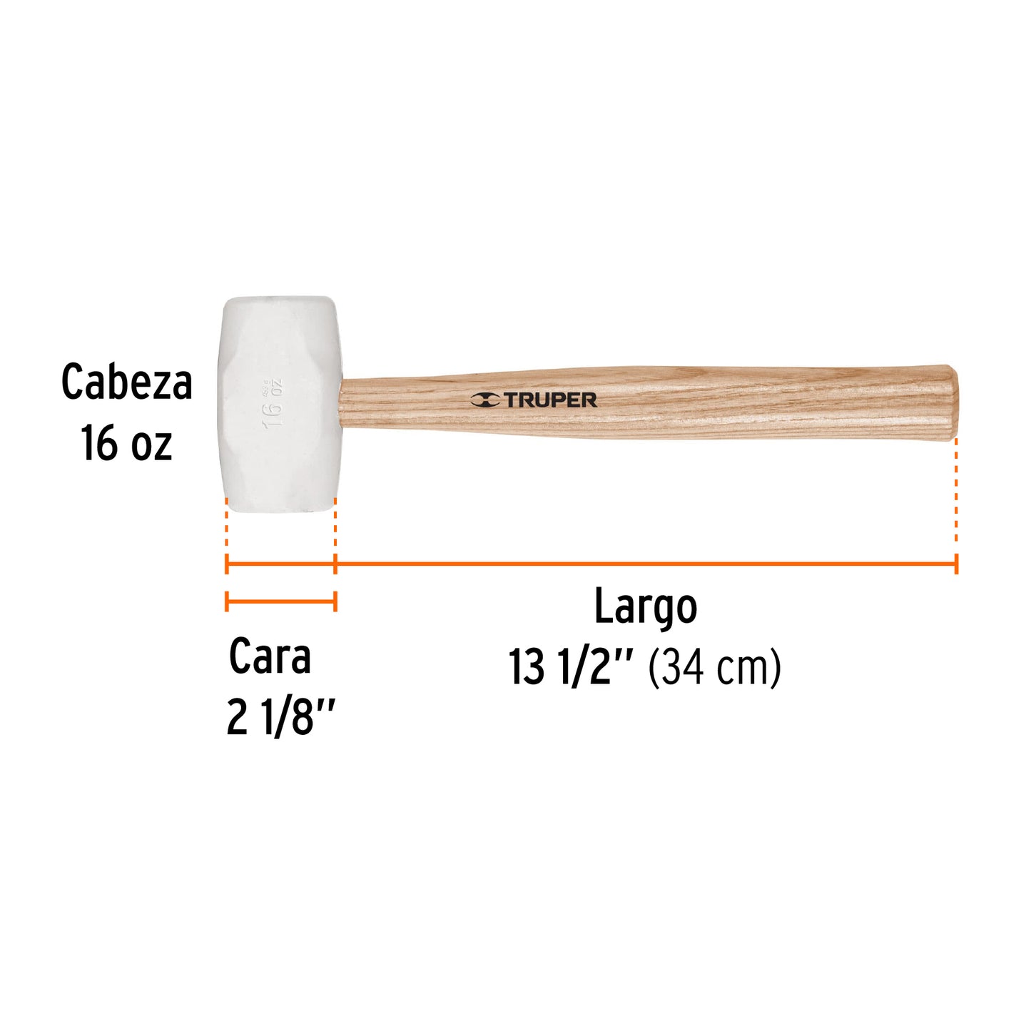 Mazo de Hule 16 oz Truper MH-16 - Protege Superficies Delicadas sin Dañar - Ideal para Duela y Zoclos