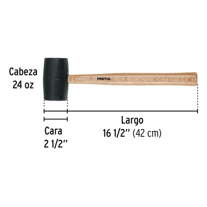 Mazo de Hule Pretul 24 oz MH-24P - Herramienta Profesional para Instalación de Duela y Zoclos sin Dañar Superficies