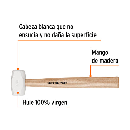 Mazo de Hule 8 oz Truper MH-8 - Protege Superficies Delicadas sin Dañar - Ideal para Duela y Zoclos