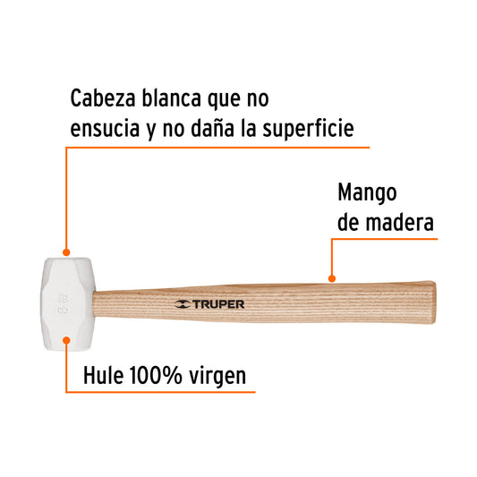 Mazo de Hule 8 oz Truper MH-8 - Protege Superficies Delicadas sin Dañar - Ideal para Duela y Zoclos