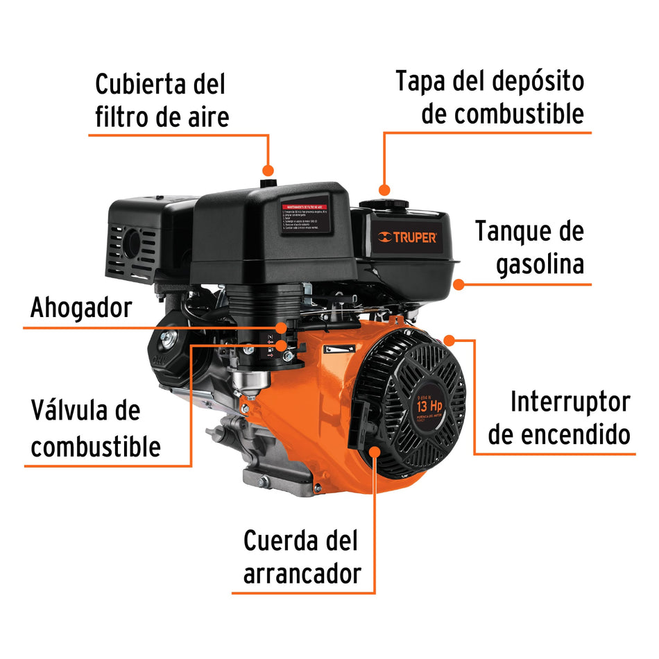 Motor a gasolina 13 HP, Truper, Molino, Desgranadoras, Trompos