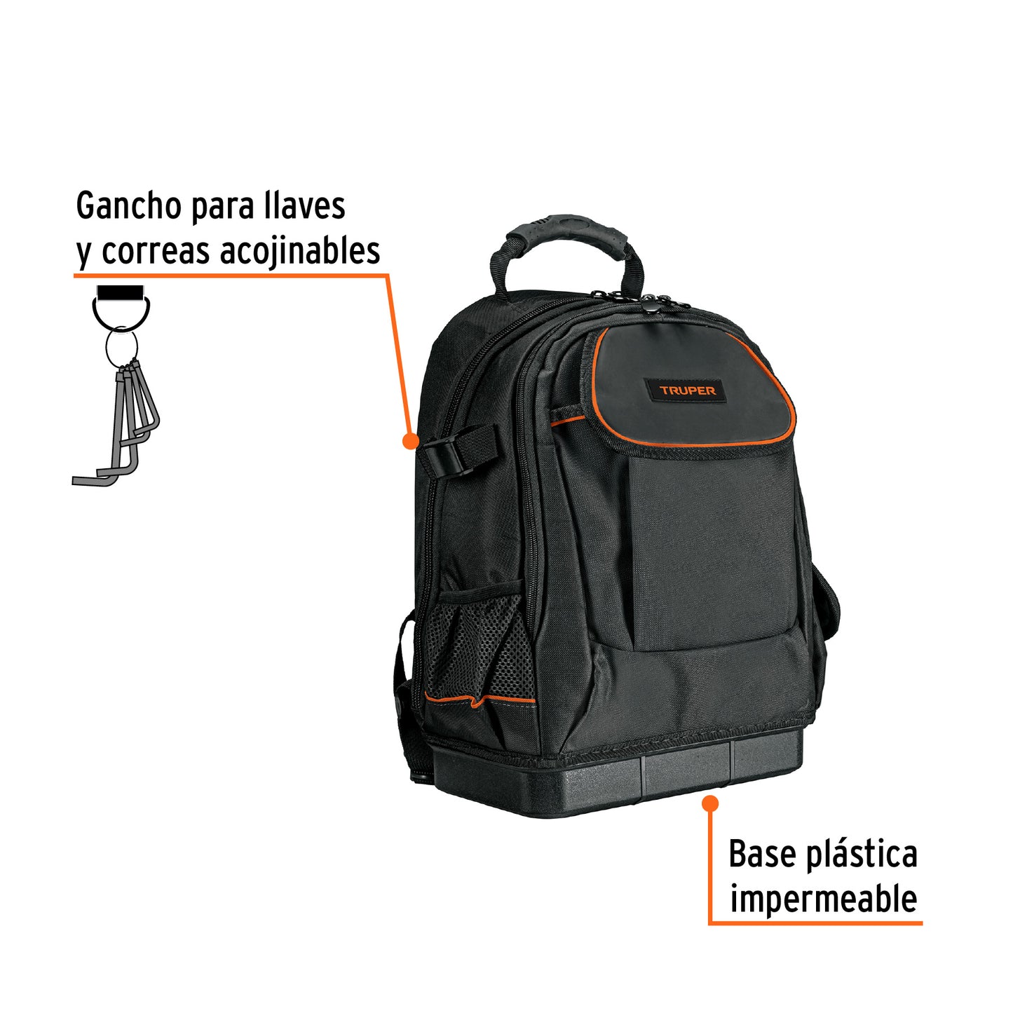 Mochila Portaherramientas Truper 13 Pulgadas MOHE-13 - Organización Profesional con Base Impermeable y Respaldo Acolchado para Técnicos y Electricistas