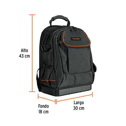 Mochila Portaherramientas Truper 13 Pulgadas MOHE-13 - Organización Profesional con Base Impermeable y Respaldo Acolchado para Técnicos y Electricistas