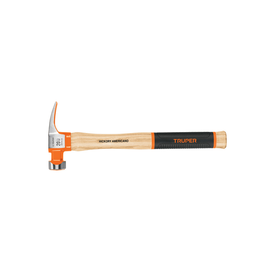 Martillo 20 oz Uña Recta California TRUPER GRIP MORCA-20 - Cabeza Acero Fresada Antideslizante con Imán para Clavos - Mango Madera Antiderrapante - Solución Profesional para Clavar y Extraer Clavos sin Esfuerzo