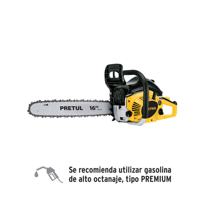 Motosierra Pretul 45cc 16 Pulgadas MOT-4516P - Corte Profesional de Árboles y Ramas con Motor 2.2HP Gasolina