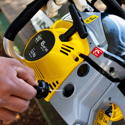 Motosierra Pretul 45cc Gasolina Barra 20 Pulgadas MOT-4520P - Corte Profesional Árboles y Ramas Motor 2.2HP Arranque Fácil