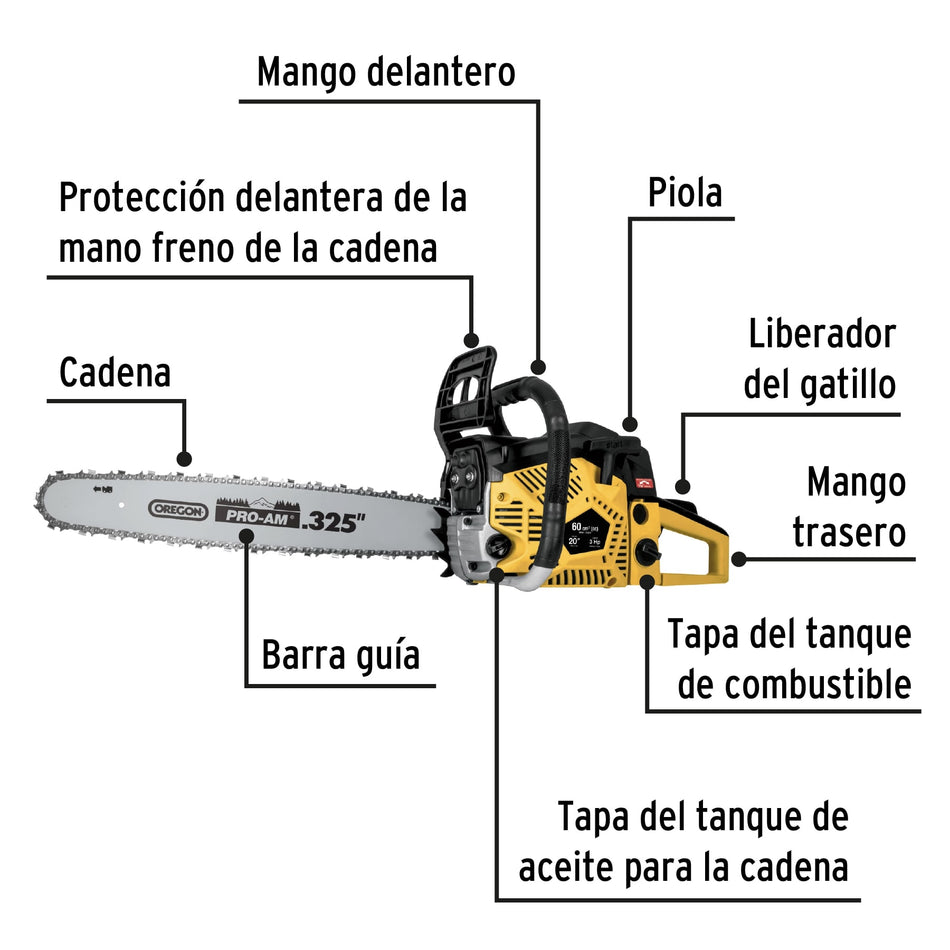 Motosierra 60 cc a gasolina con barra de 20", Pretul, Motoserrucho, Tala arboles