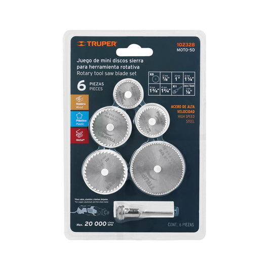 Kit de minidiscos sierra para herramienta rotativa, 5 piezas