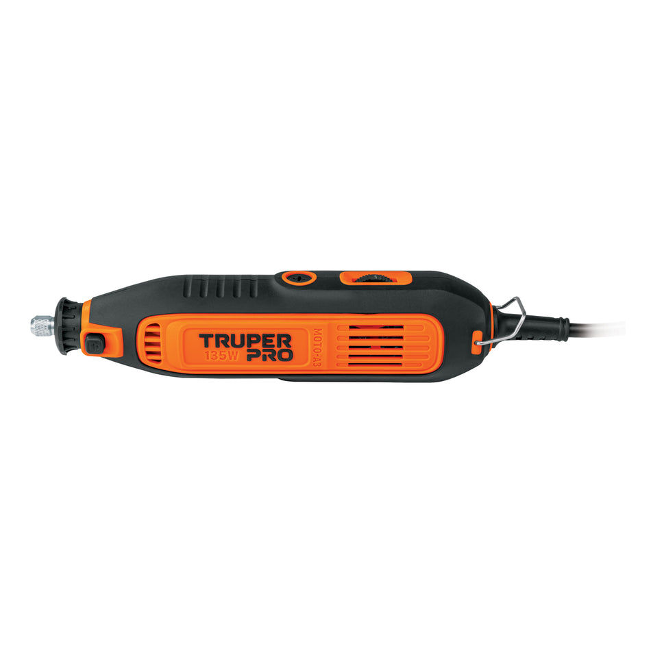 Herramienta Rotativa Multifuncional TRUPER PRO 135W con 97 Accesorios - Solución Completa para Pulir, Cortar, Esmerilar, Lijar y Cepillar - MOTO-A3