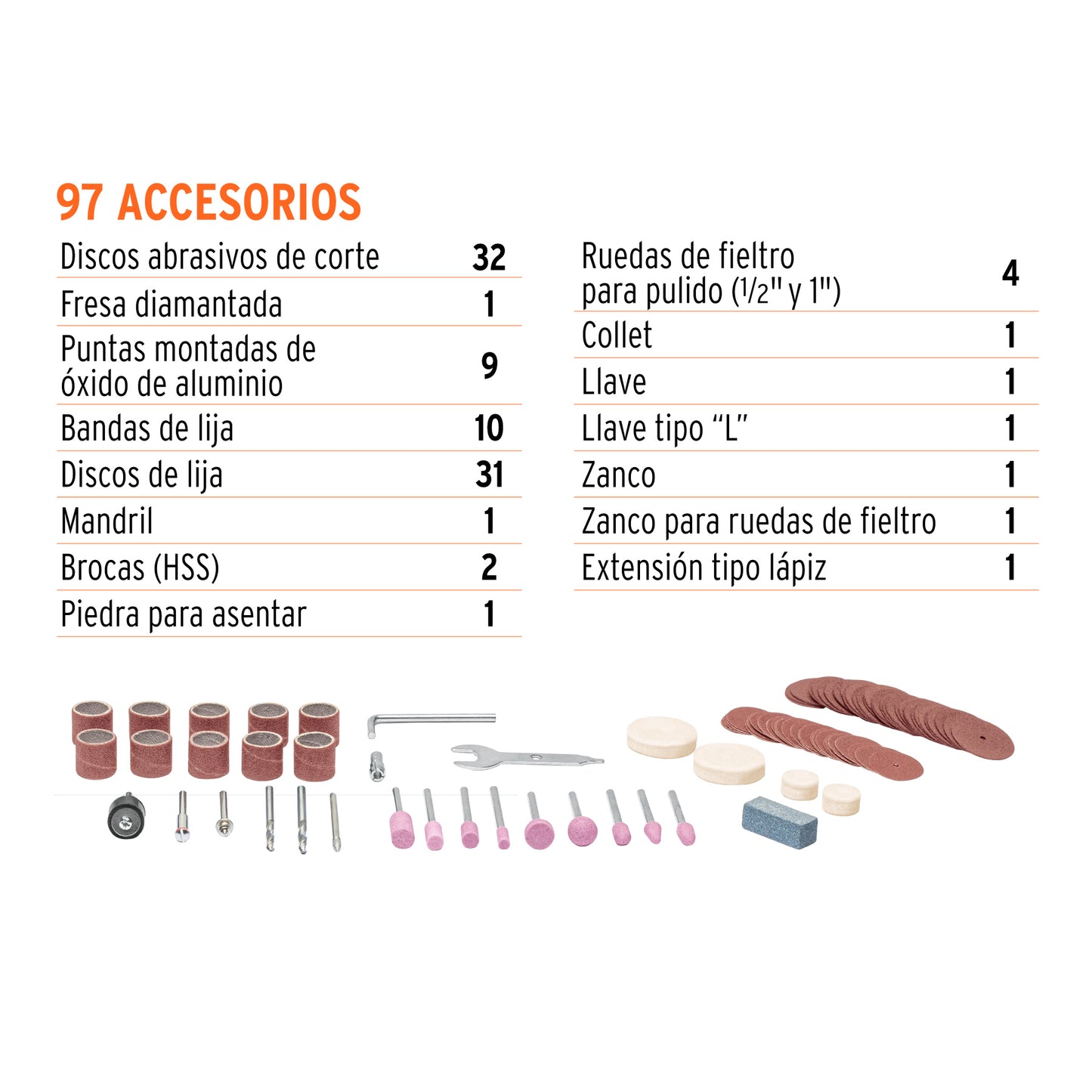 Herramienta Rotativa Multifuncional TRUPER PRO 135W con 97 Accesorios - Solución Completa para Pulir, Cortar, Esmerilar, Lijar y Cepillar - MOTO-A3