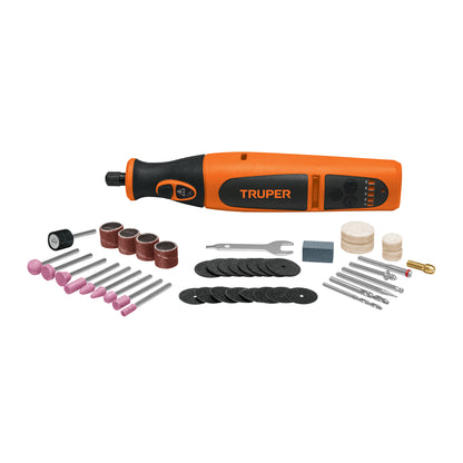 Herramienta Rotativa Inalámbrica 7.2V TRUPER PRO con Batería Ion Litio - Solución Profesional para Corte, Grabado y Pulido de Precisión