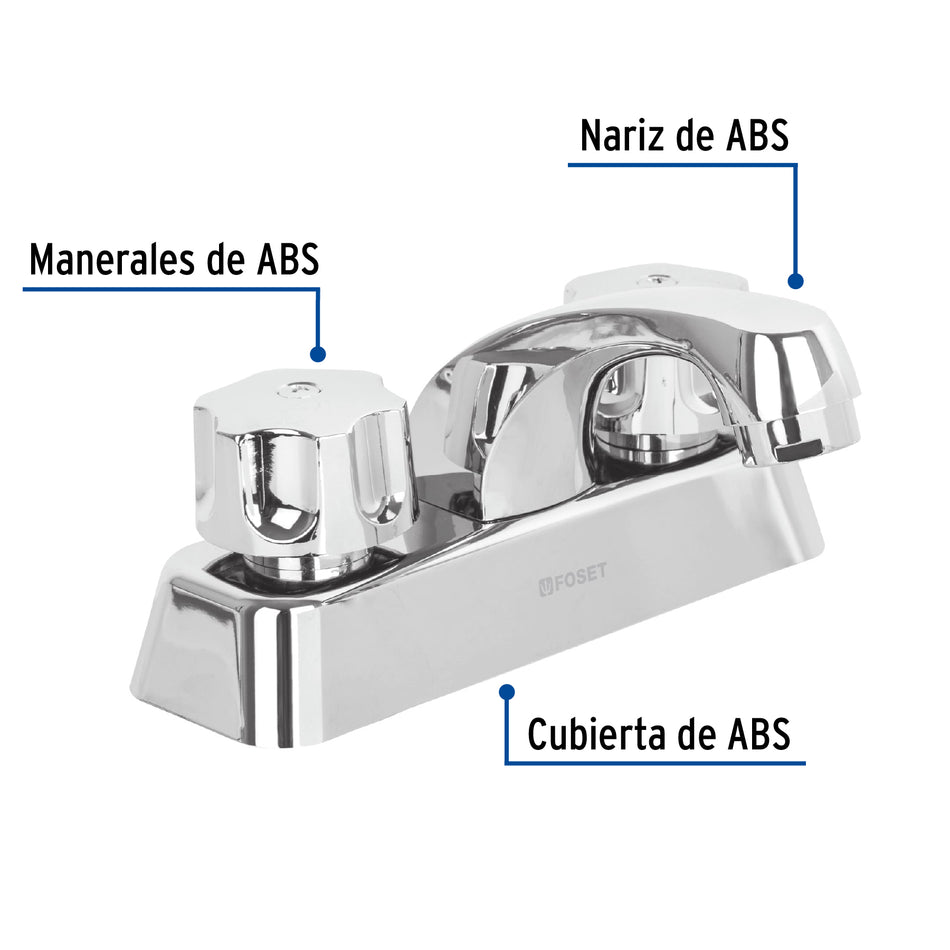 Mezcladora, llave plástica 4" para lavabo, manerales standard