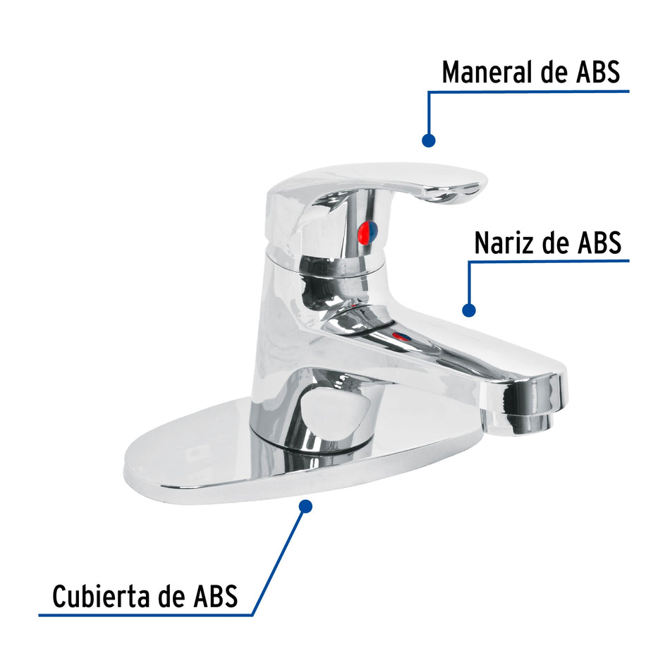 Monomando plástico para lavabo, nariz recta, Foset