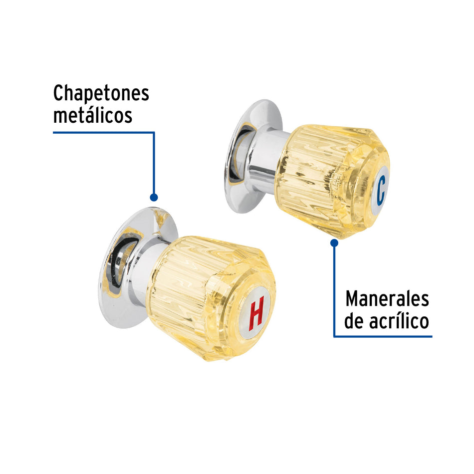 Juego de 2 manerales acrílico ámbar para regadera, Foset, Baño