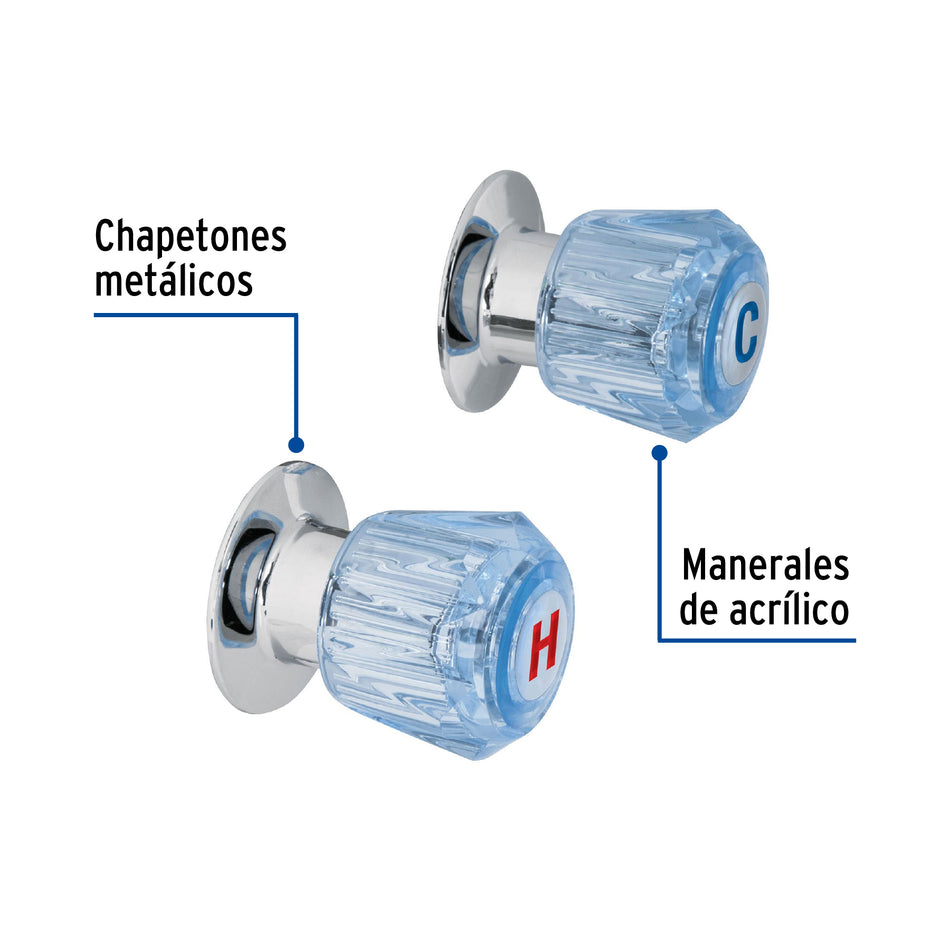 Juego de 2 manerales acrílico azul para regadera, Foset, Baño