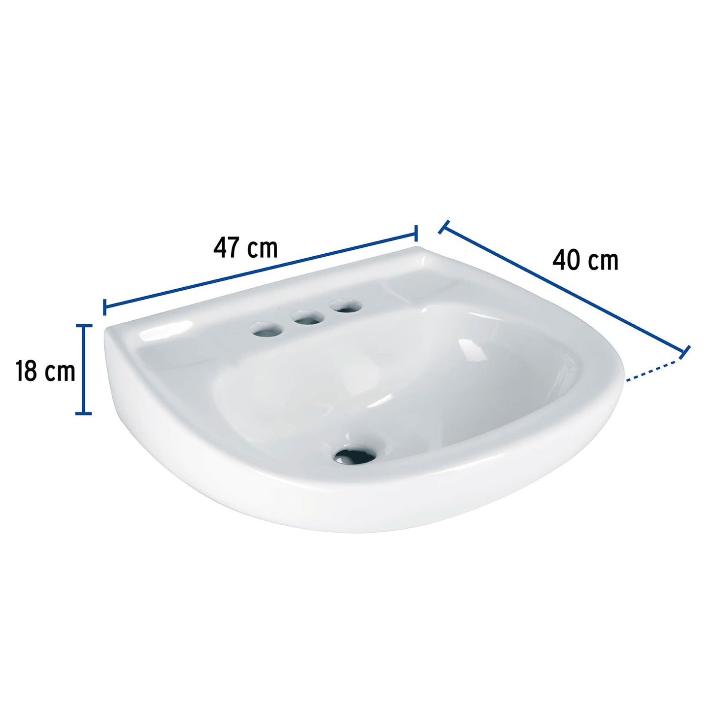 Lavabo Porcelana Blanco con Rebosadero FOSET 44002 | Instalación Fácil