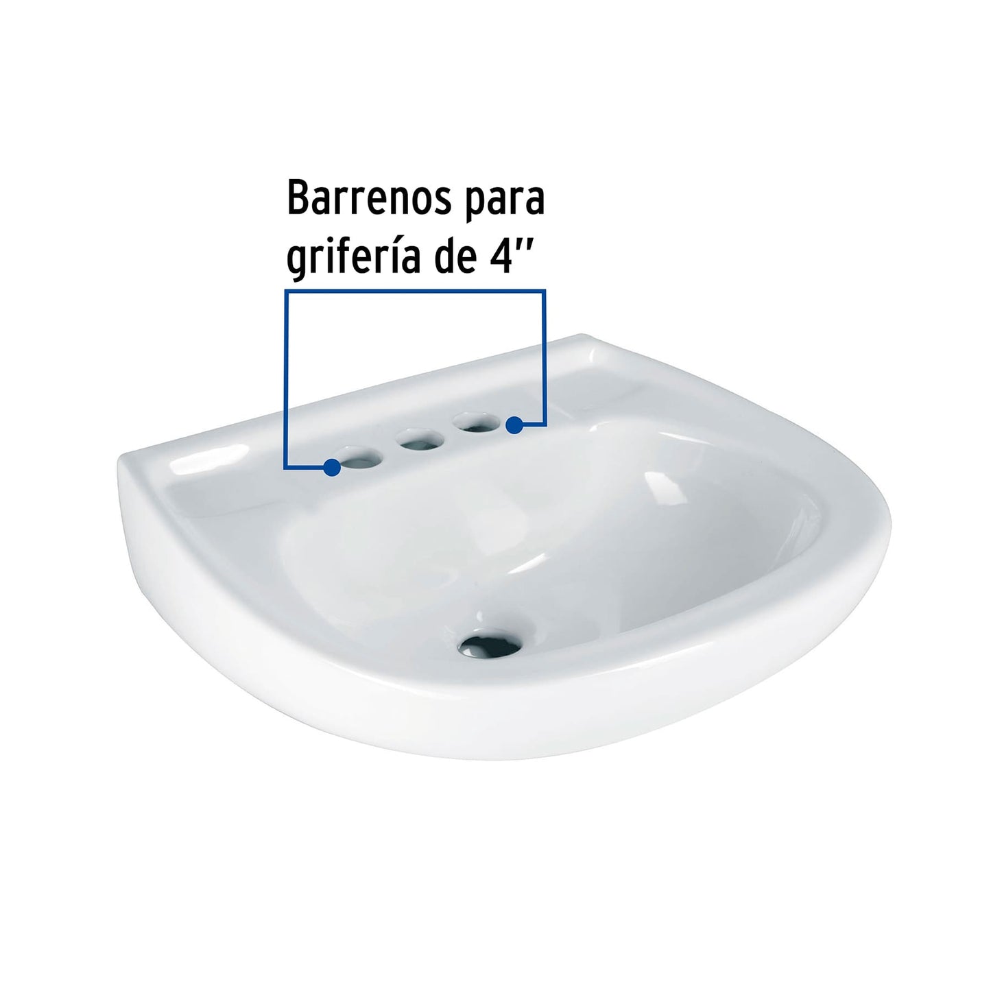 Lavabo Porcelana Blanco con Rebosadero FOSET 44002 | Instalación Fácil