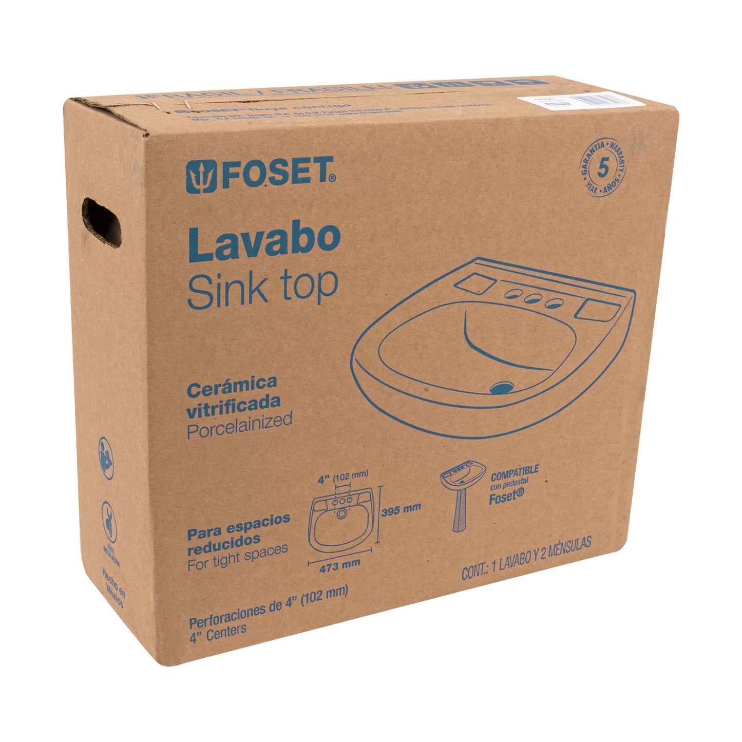 Lavabo Porcelana Marfil con Rebosadero
