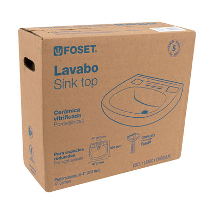 Lavabo Porcelana Marfil con Rebosadero