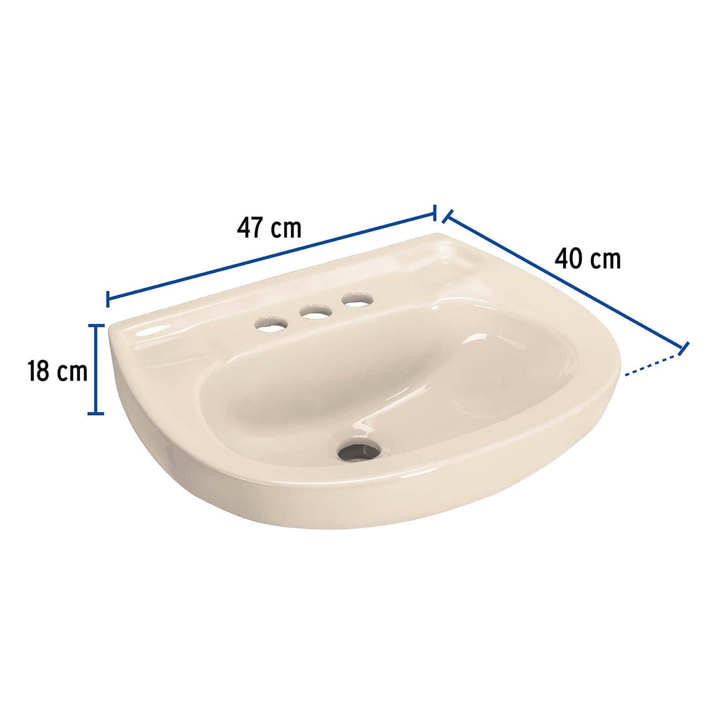Lavabo Porcelana Marfil con Rebosadero