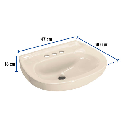 Lavabo Porcelana Marfil con Rebosadero