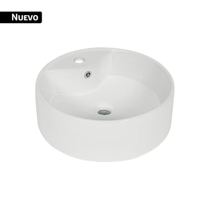 Lavabo Sobreponer Redondo Blanco Porcelana FOSET - Baño Moderno