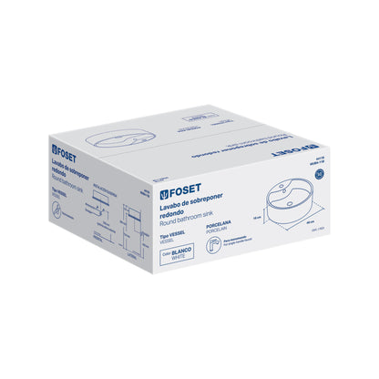 Lavabo Sobreponer Redondo Blanco Porcelana FOSET - Baño Moderno