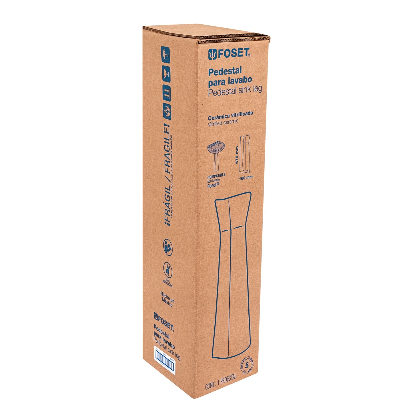 Pedestal Porcelana Lavabo Marfil FOSET - Baño Elegante