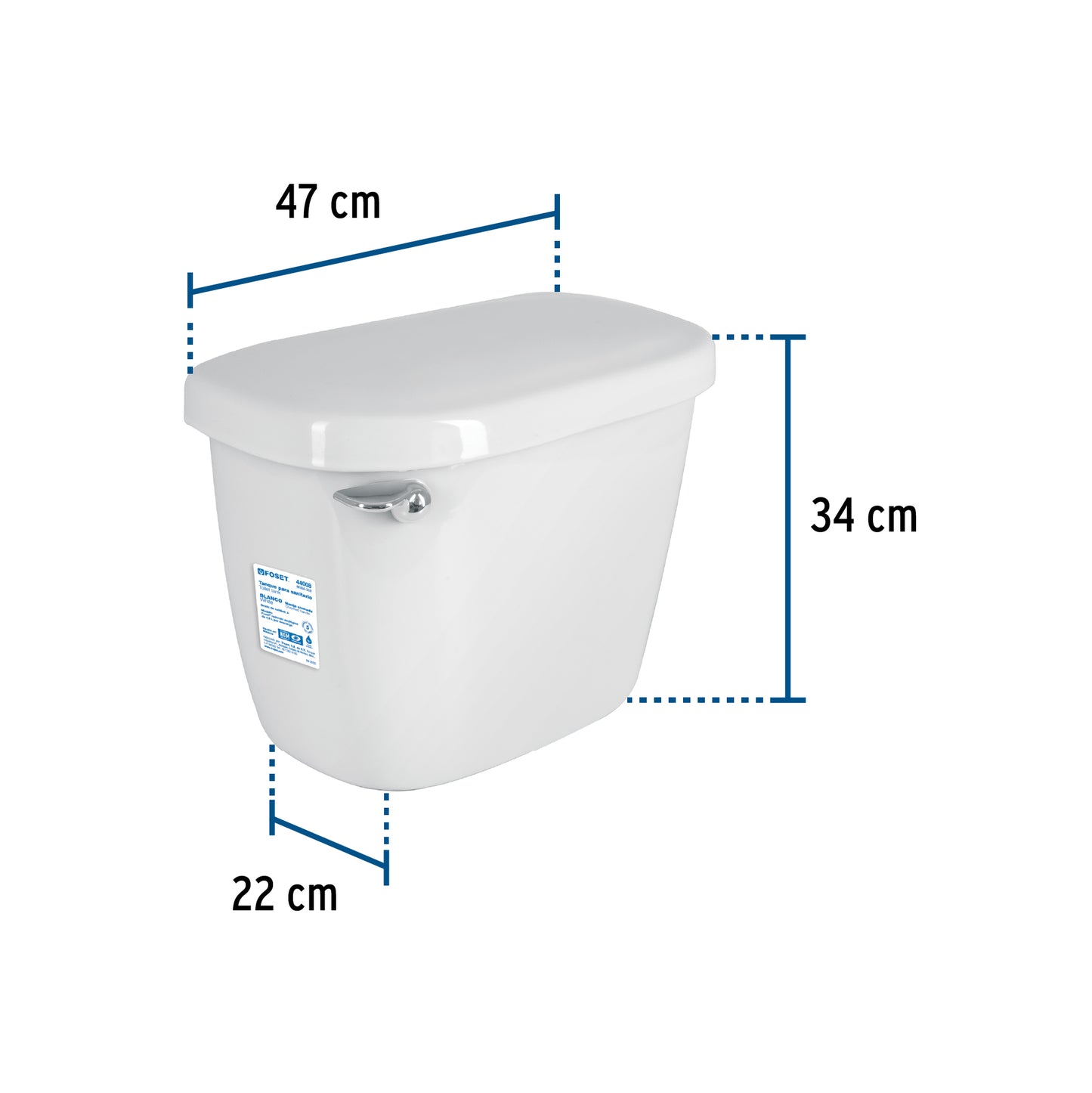 Tanque Bajo de Porcelana Blanco con Accesorios FOSET 44008