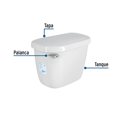 Tanque Bajo de Porcelana Blanco con Accesorios FOSET 44008