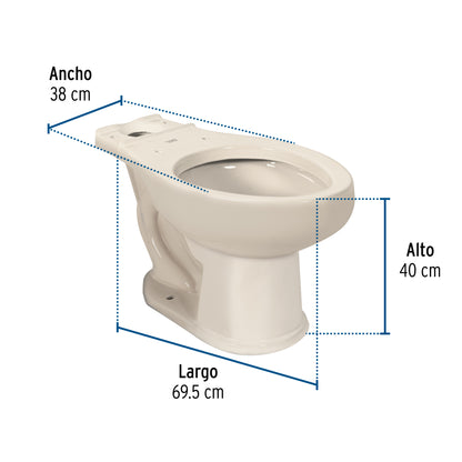 Taza Alargada de Porcelana Marfil FOSET - Sanitarios y Baño
