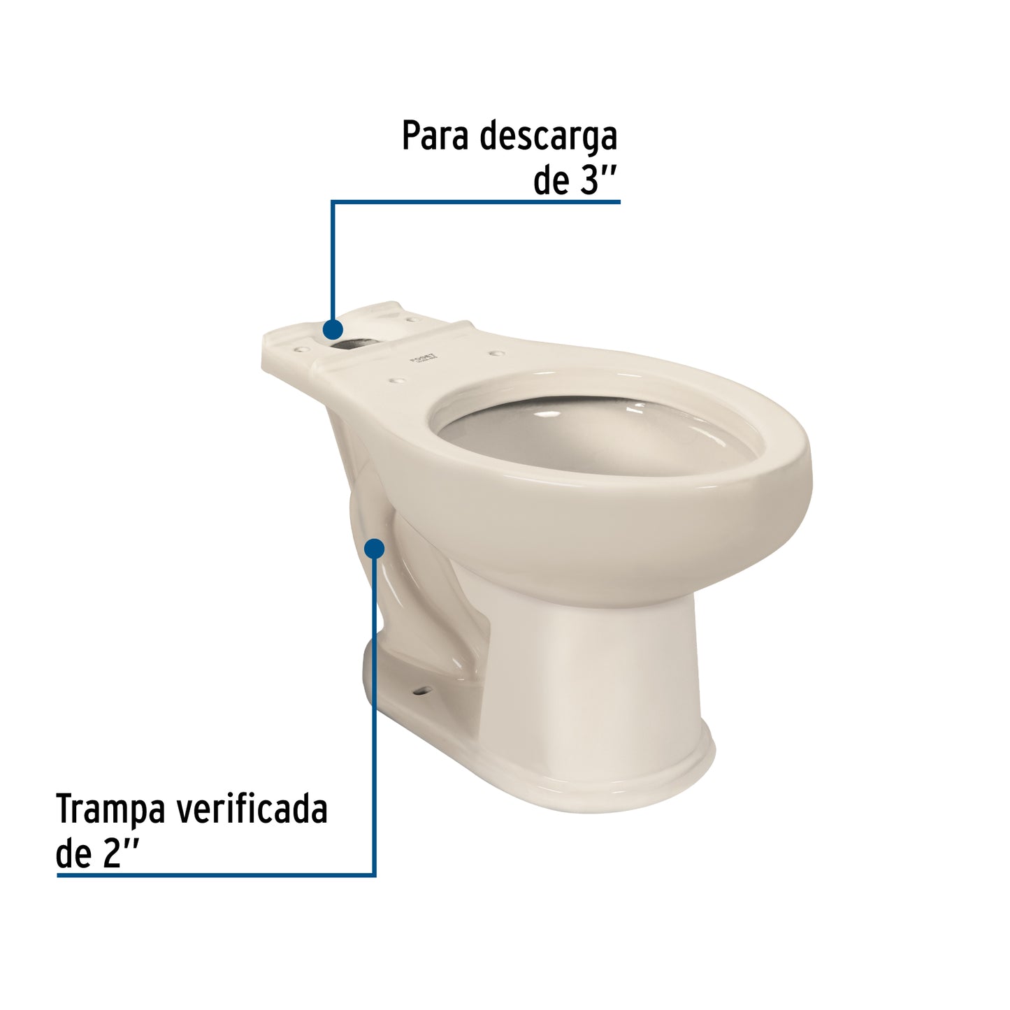 Taza Alargada de Porcelana Marfil FOSET - Sanitarios y Baño
