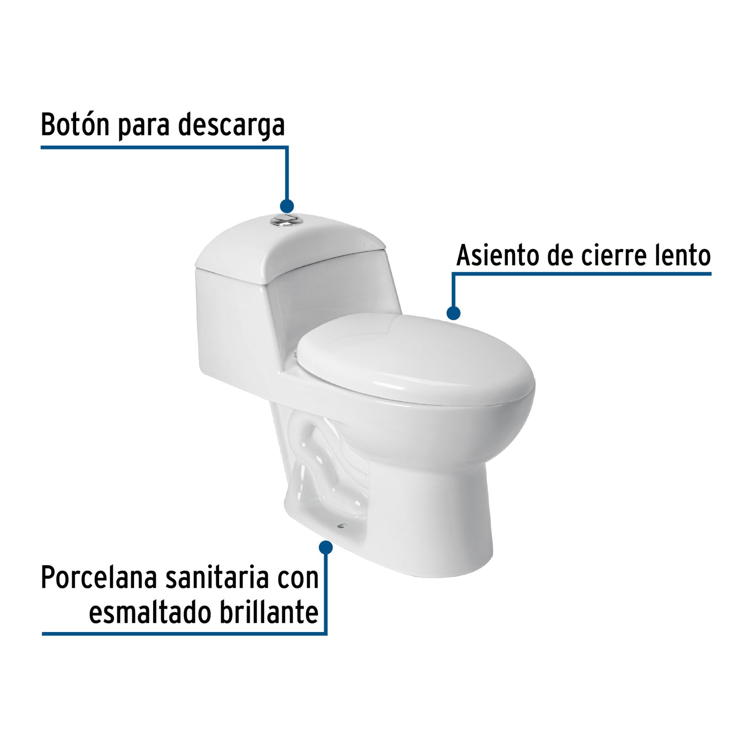 Sanitario One Piece Alargado Blanco FOSET 49135 - Porcelana Premium