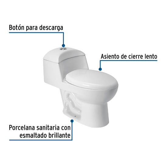Sanitario One Piece Alargado Blanco FOSET 49135 - Porcelana Premium