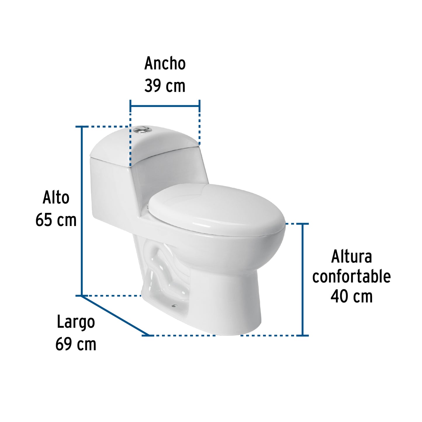 Sanitario One Piece Alargado Blanco FOSET 49135 - Porcelana Premium