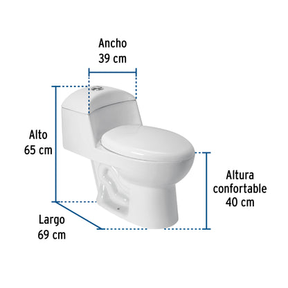 Sanitario One Piece Alargado Blanco FOSET 49135 - Porcelana Premium