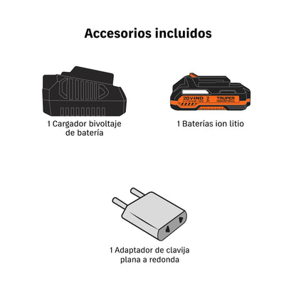 Rotomartillo Atornillador Inalámbrico Truper 20V Brushless 70 Nm 1/2" con Batería 2 Ah
