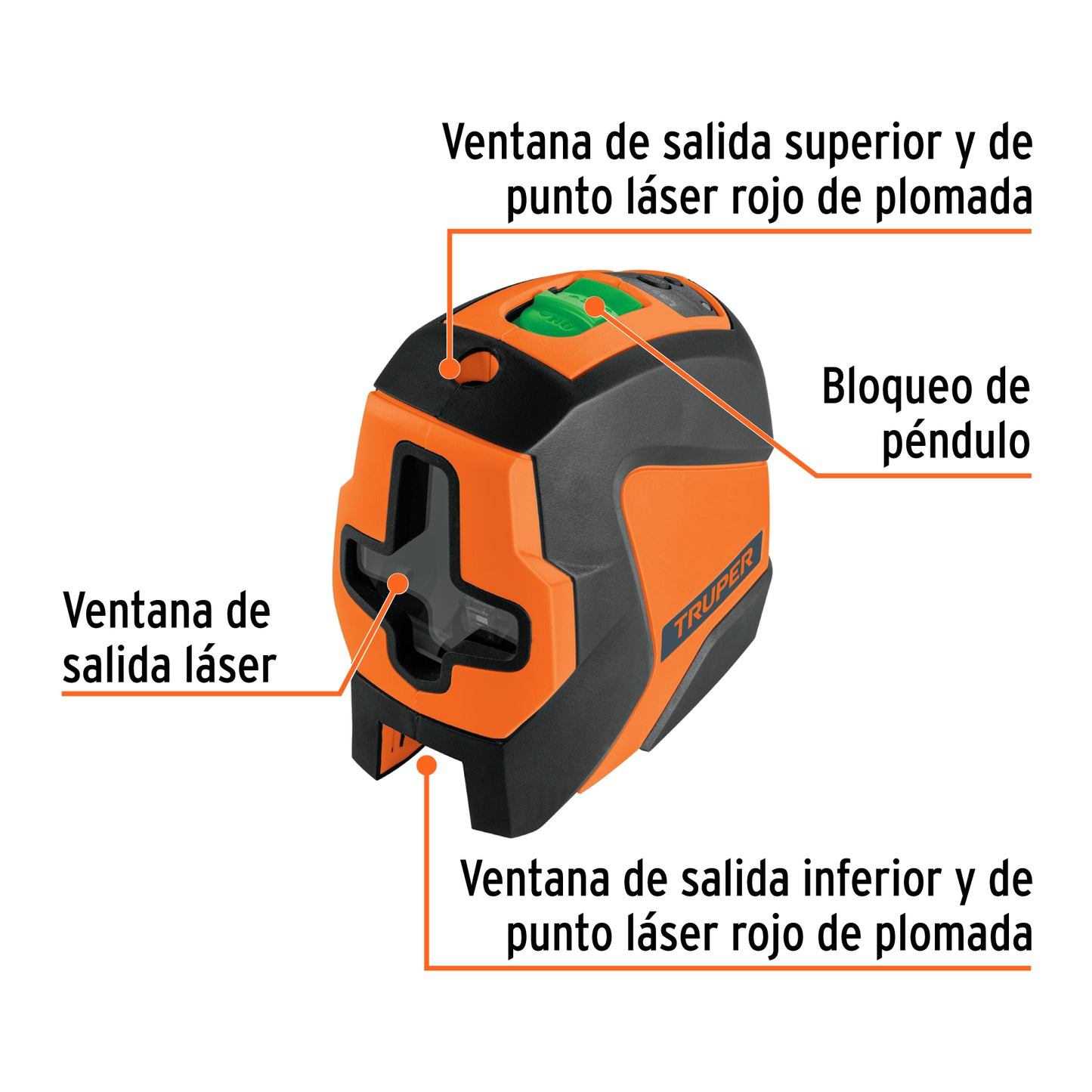 Nivel Láser Verde TRUPER - Logra Nivelaciones Perfectas hasta 30m con Plomada Integrada