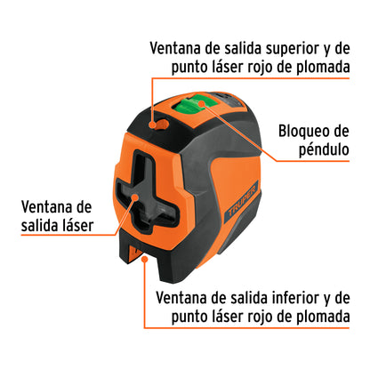 Nivel Láser Verde TRUPER - Logra Nivelaciones Perfectas hasta 30m con Plomada Integrada