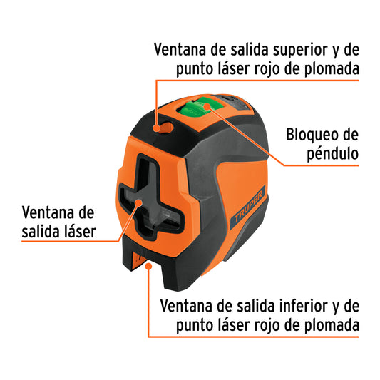 Nivel Láser Verde TRUPER - Logra Nivelaciones Perfectas hasta 30m con Plomada Integrada